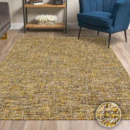 Yellow & Brown Abstract Wool & Viscose 3 x 5 Feet Hand Tufted Carpet by Kaleen India-picture-0