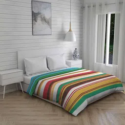 Boutique Living India White & Green Striped Heavy Winter 120 GSM Double Bed Comforter-picture-28