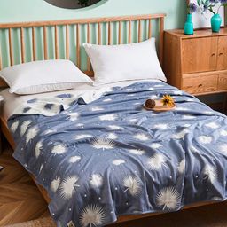 JC HOME Blue & White Floral Cotton AC Room Double Bed Quilt-picture-11