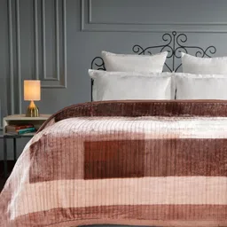 MYTRIDENT Classic Tranquil Touch Brown & White Striped Double Bed Blanket-image-16