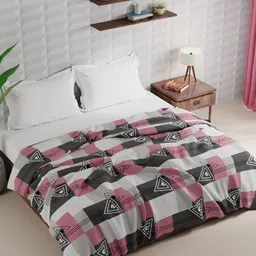 kopa BIANCA Grey & Pink Geometric Microfiber AC Room 120 GSM Double Bed Comforter-picture-28