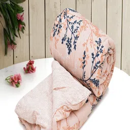 RRC Peach-Coloured Floral Microfiber Mild Winter Single Bed Comforter-image-43