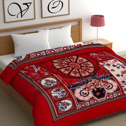 CHHAVI INDIA Red & White Geometric Heavy Winter Cotton 450 GSM Double Bed Blanket-image-57