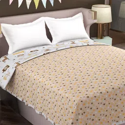 Florida Beige & White Cartoon Reversible Cotton AC Room 210 GSM Double Bed Comforter-image-29