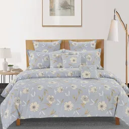 SWAYAM Pastel Vogue Grey Floral Printed Pure Cotton AC Room 150 GSM Double Bed Comforter-image-9