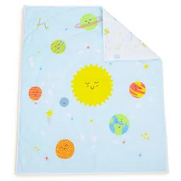 haus & kinder Blue & White Printed 150 GSM Pure Cotton Single Bed Comforter and Cushion image 4