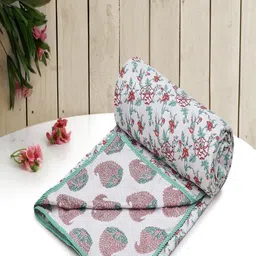 RRC Red & White Set of 2 Floral AC Room Single Bed Dohar image 4