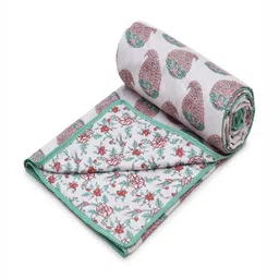 RRC Red & White Set of 2 Floral AC Room Single Bed Dohar image 3