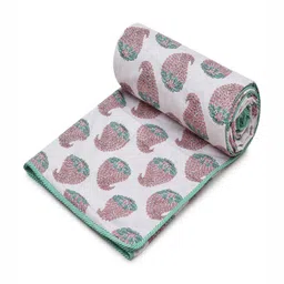 RRC Red & White Set of 2 Floral AC Room Single Bed Dohar image 5