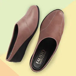 fausto Formal Back Open Platform Wedge Heel Mule Shoes Slip On For Women image 1