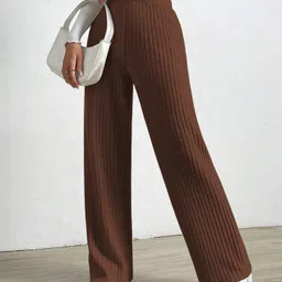 selvia Women Relaxed Brown Lycra Blend Trousers image 2