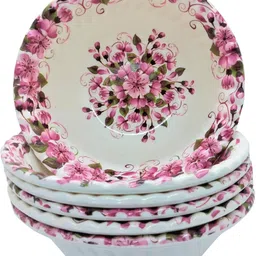 laserbot Melamine Serving Bowl PINK FLOWER Melamine Serving Bowls with Servers for Salad,Fruit,Vegetables BOWL image 1