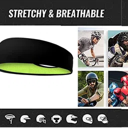 bismaadh Headbands Reversible Double Side Sweatband for Men & Women-Sweat Bands for Running/Fitness/Yoga/Workout/Gym-Performance Stretch & Moisture Wicking with Sweatband Neon Green (Pack of 1) Head Band image 2