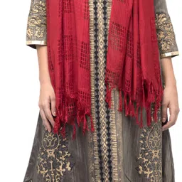 johar kamal Cotton Blend Checkered Red Women Dupatta image 3