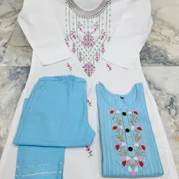 r n enterprises Women Cotton Blend Kurta Pant Set image 1