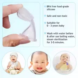 fotnil Baby Teething Gum Massager Transparent Silicone Finger Brush Tongue Cleaner Ultra Soft Toothbrush image 5
