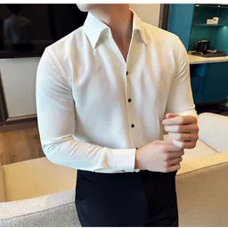 avidura Men Regular Fit Solid Spread Collar Formal Shirt image 3