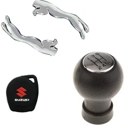 uniqon 1 X Silicone Rubber Suzuki Key Cover, 1 X Rubber Gear Knob, 1 X Pair Of 3D Chrome Plated Decal Sticker Combo-picture-16