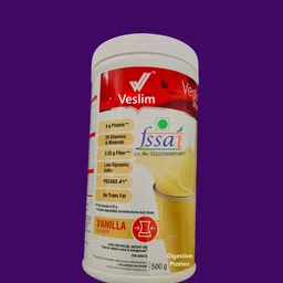 veslim vestige vanilla shake, shakemix milk powder, protien 200gm, ginger energy drink powder, ginger, vanilla, soy protien Powder image 2