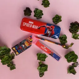 dimoris Spiderman Stationery Gift Set Boys,Eraser,Sharpener,Compass,Ruler,Pencil,Crayon Geometry Box image 3