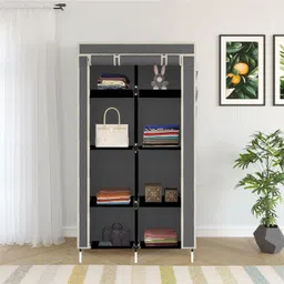 huenish Plastic Wardrobe Clothes Almira, 1 Hanging Space, 8 Shelves, 1 Side Pocket PP Collapsible Wardrobe image 2