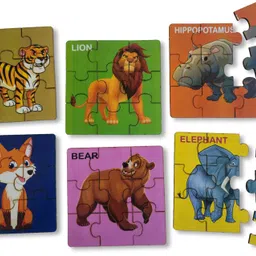 toys universe Animal Wooden Puzzles for Kids Children for 2+ Years 6 Different Animals Learn image 2