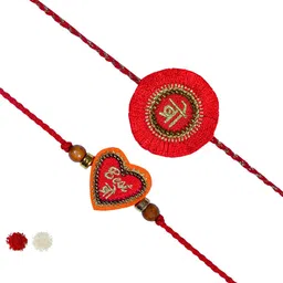 MASQ Pack Of 2 Red Rakhi With Roli Chawal image 1