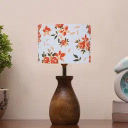 devansh Cotton Table Lamp With Wood Natural Base Decorate Bedroom,Study Table Table Lamp-picture-2