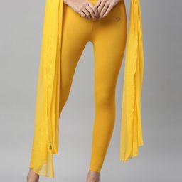 TWIN BIRDS Women Yellow Solid Ankle Length Legging & Shawl-picture-35