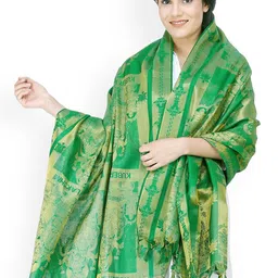 Exotic India Lakshmi & Lord Kuber Woven Design Zari Shawl-picture-45