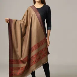 HANDICRAFT PALACE Women Brown Solid Woven-Design Shawl-picture-45