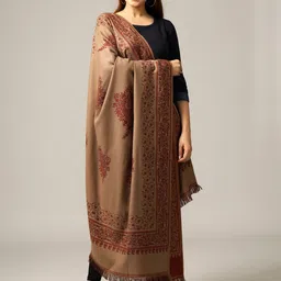 HANDICRAFT PALACE Women Beige & Red Woven Design Shawl-picture-32