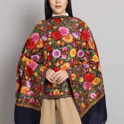 CRAFTBAZAR Floral Embroidered Pure Wool Shawl-picture-13