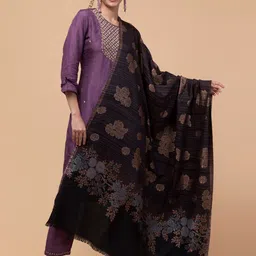 Tweedle Floral Woven Design Woollen Shawl image 3