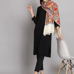 CRAFTBAZAR Floral Embroidered Pure Wool Shawl image 5