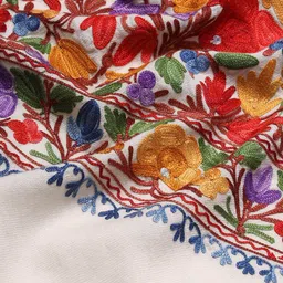 CRAFTBAZAR Floral Embroidered Pure Wool Shawl image 4
