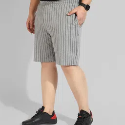 instafab plus Solid Men Grey Basic Shorts image 3