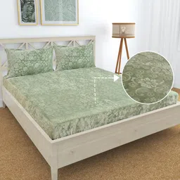 clovis krafts Woolen King Fitted (Elastic) 240 TC Self Design Bedsheet image 1