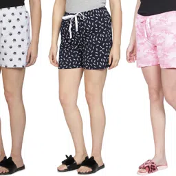 club a9 Pack of 3 Printed Women Multicolor Beach Shorts, Night Shorts, Regular Shorts, Running Shorts, Cycling Shorts image 3