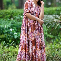 kashvicloth Women Ethnic Dress Multicolor Maxi/Full Length Dress image 3