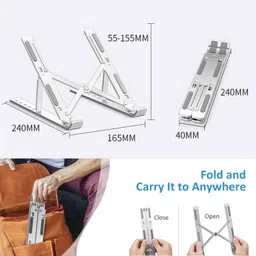 Midkart Adjustable Aluminium Alloy Laptop Stand Ergonomic & Sturdy Design, Fold-able Stand with 6 6 Adjustable Height Angles Laptop Stand image 4