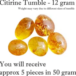 Crystal Citirine Tumble Stone| 50gm Tumbled Gemstone| Garden & Table Décor Regular Round Crystal Stone-image-46