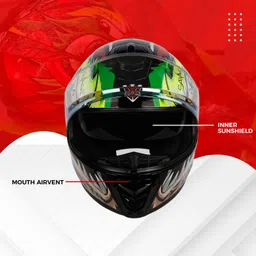 ignyte IGN-8 Savage ISI/DOT Certified Full Face Graphic Helmet with Inner Sun Shield Motorbike Helmet image 4