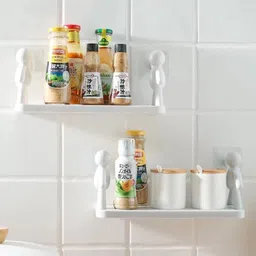Self Adhesivecute Floating Shelves Wall Shelf for Home, Office & Kitchen X2.16 Plastic Wall Shelf-image-49