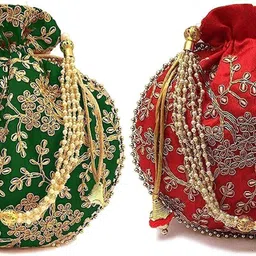 sf beauty Women Green, Red Potli-picture-28