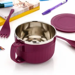 kitchking Plastic Soup Bowl Stainless Steel Soup/Noodels Bowl Set with 2 Spoon-picture-44