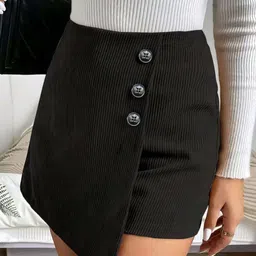 Women Self Design Regular Black Skirt-image-20