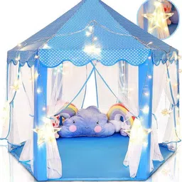 Play Tents for Girls, Kids Play Tent with Star Lights, Bonus Princess Tiara and Wand, Pink Hexagon Kids Playhouses Indoor & Outdoor, Girl Toy Gifts Age 3+ & Get 10 Multi Color Balls For Free (Pink)-image-57