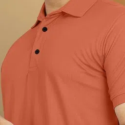 lumbit Men Solid Polo Neck Reversible Polyester Orange T-Shirt image 4