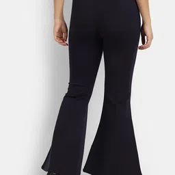 next one Women Flared Blue Viscose Rayon Trousers image 5
